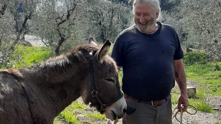 Assuero Salani con il suo asinello