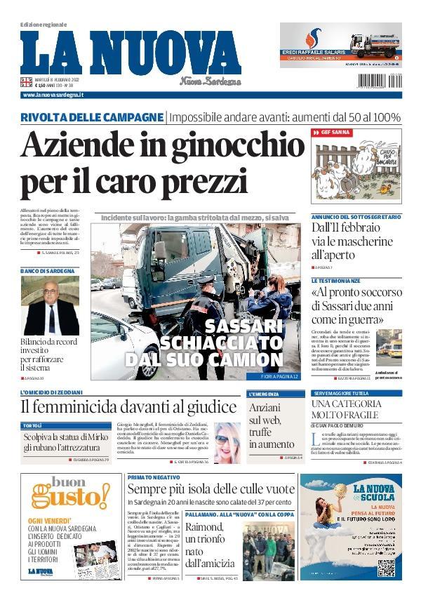 La Nuova Sardegna - Prima Pagina - 8 febbraio 2022