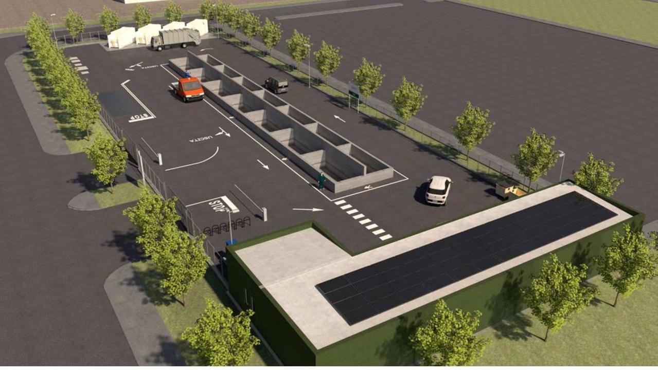 La ricostruzione grafica del nuovo centro di raccolta rifiuti ingombranti che sarà realizzato in via Giordania