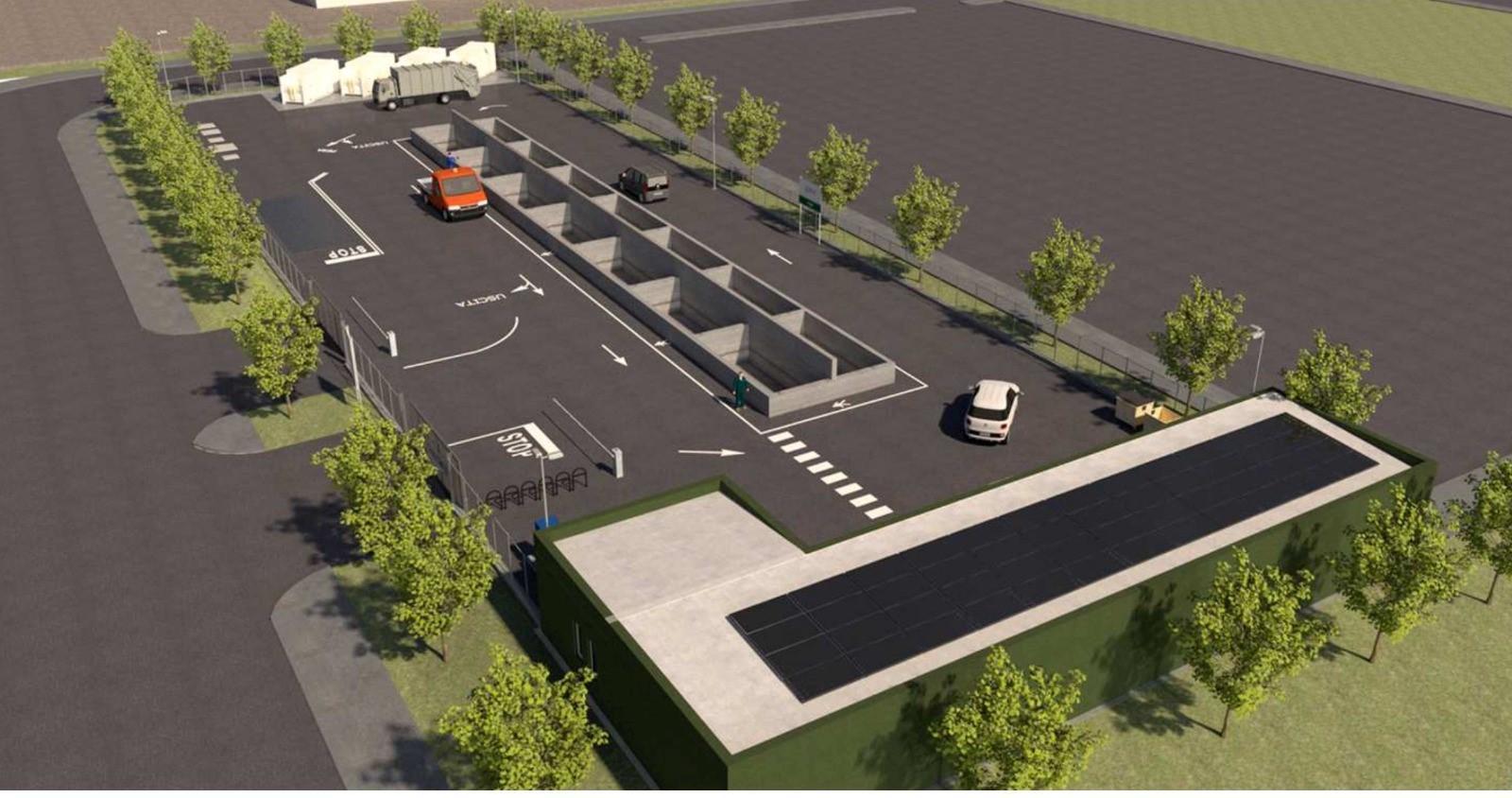 La ricostruzione grafica del nuovo centro di raccolta rifiuti ingombranti che sarà realizzato in via Giordania