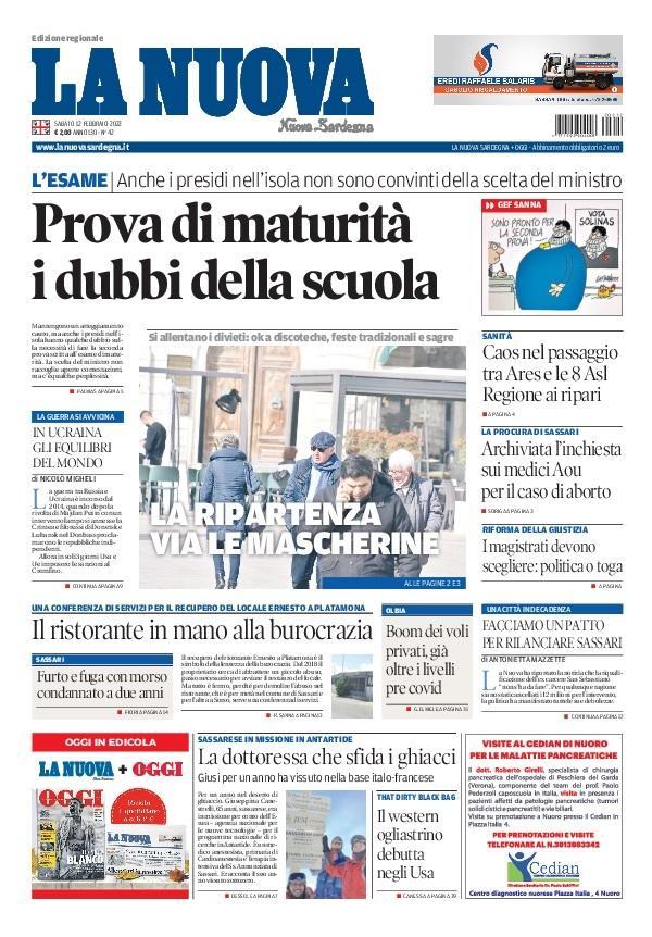 La Nuova Sardegna - Prima Pagina - 12 febbraio 2022