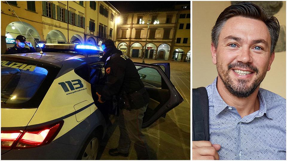 Un controllo della polizia in piazza Farinata degli Uberti e Damiano Mitra, titolare del ristorante La Maison