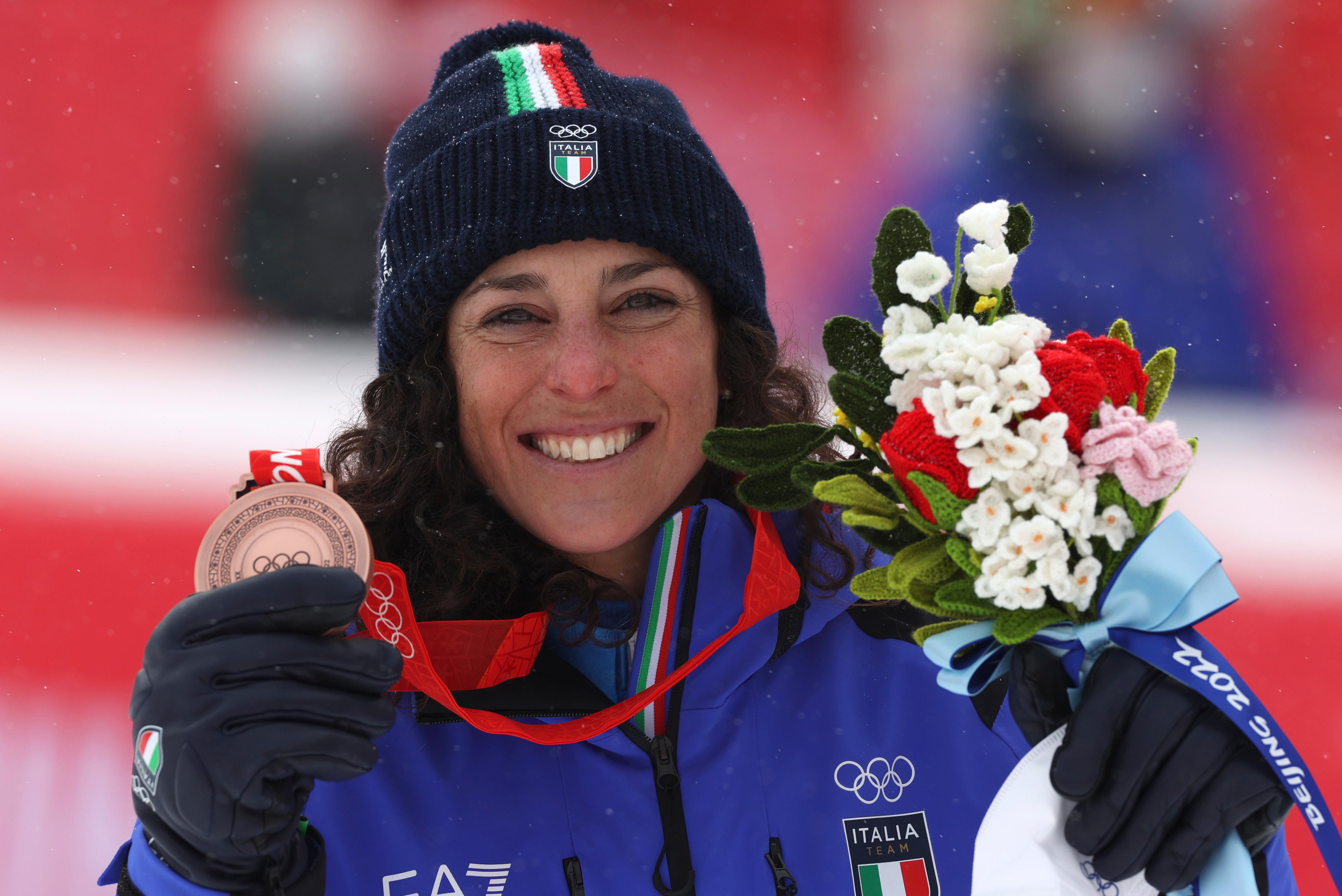 Federica Brignone, medaglia di bronzo nella combinata di sci alpino alle Olimpiadi di Pechino 2022 (Foto LaPresse)