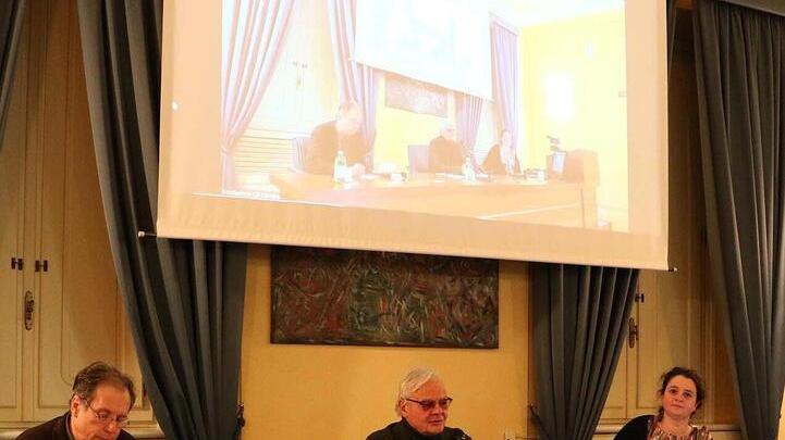 Maurizio Ferraris, Enrico Isoppi ed Emanuela Mazzi alla presentazione del festival