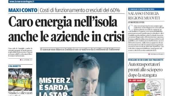 La Nuova Sardegna - Prima Pagina - 18 febbraio 2022