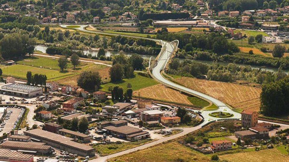 Il rendering del nuovo ponte sul Serchio