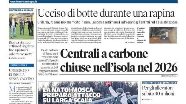 La Nuova Sardegna - Prima Pagina - 23 febbraio 2022