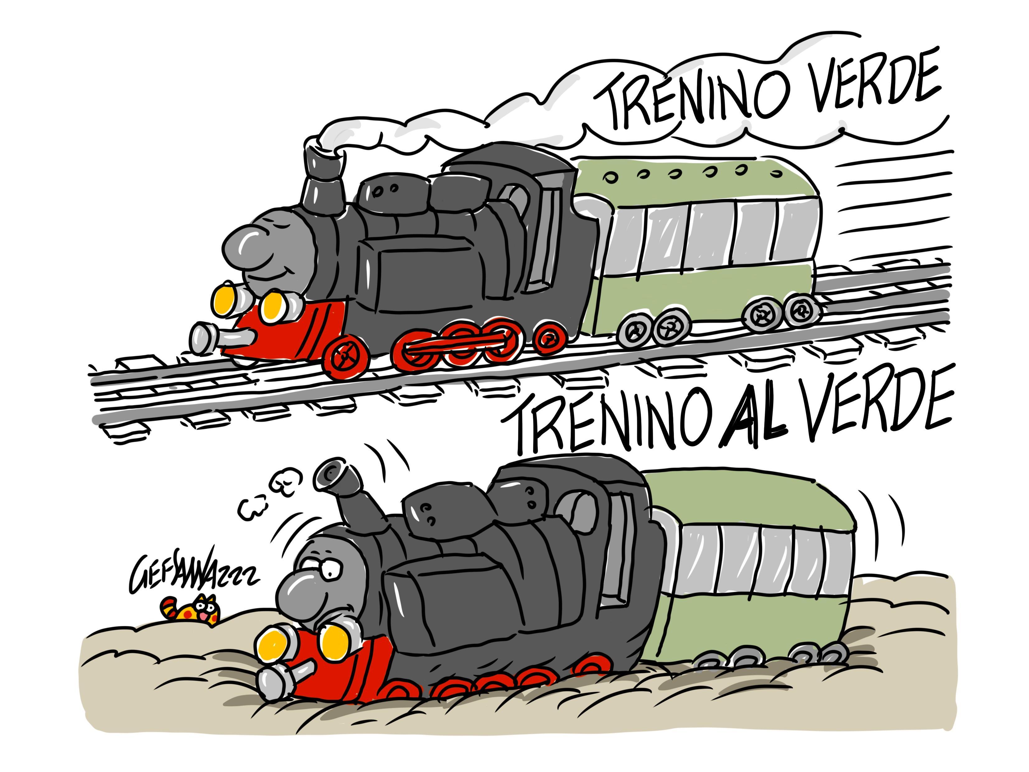 La vignetta di Gef: il trenino verde rischia di restare fermo 