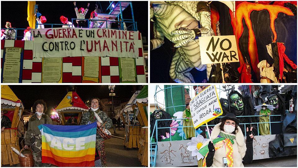 Carnevale di Viareggio, coriandoli per la pace: «Le uniche “bombe” che ci piacciono sono i bomboloni»
