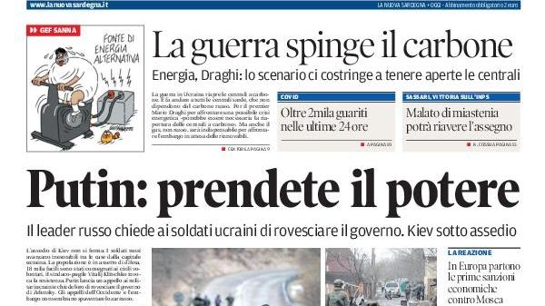 La Nuova Sardegna - Prima Pagina - 26 febbraio 2022