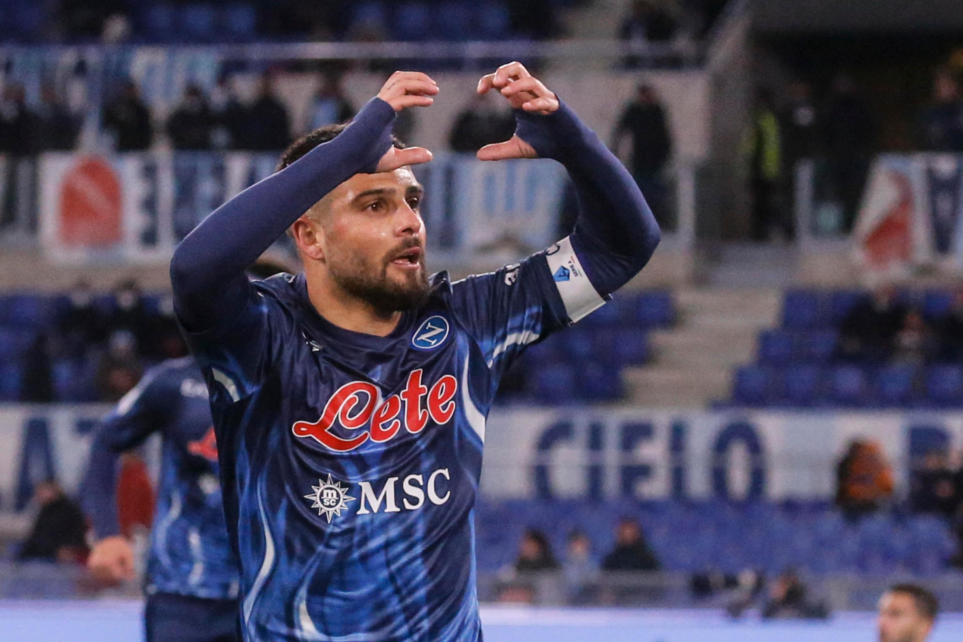Lorenzo Insigne, capitano del Napoli: sua la rete del momentaneo 1-0 nel match dell'Olimpico contro la Lazio, terminato poi 2-1 per i partenopei (Ansa/Fabio Frustaci)