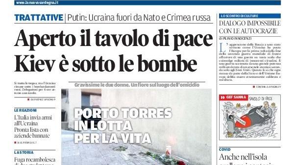 La Nuova Sardegna - Prima Pagina - 1 marzo 2022