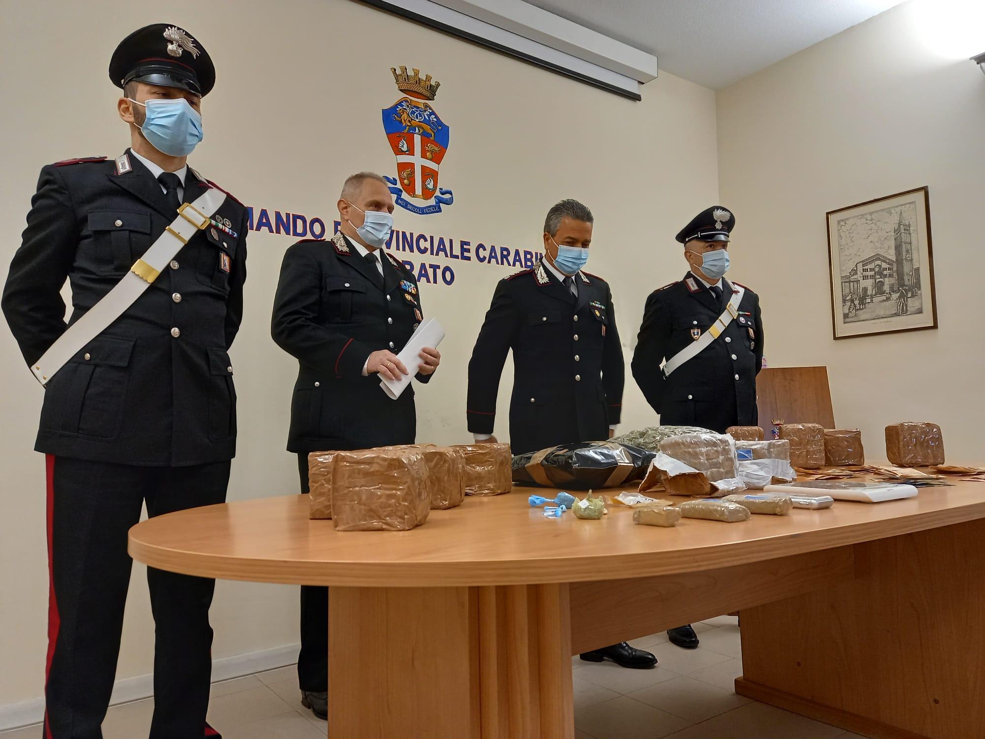La droga sequestrata dai carabinieri