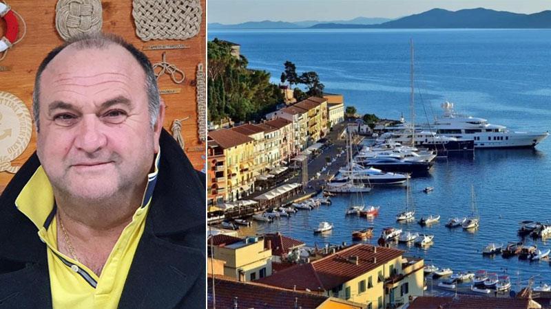 Il vicepresidente dell’Associazione Marittimi Alessandro Galeani e gli yacht all’Argentario