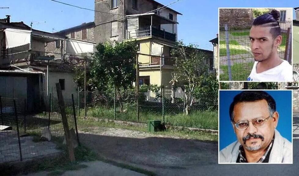 La casa teatro della tragedia e, nelle foto, in alto il figlio omicida e il padre, la vittima