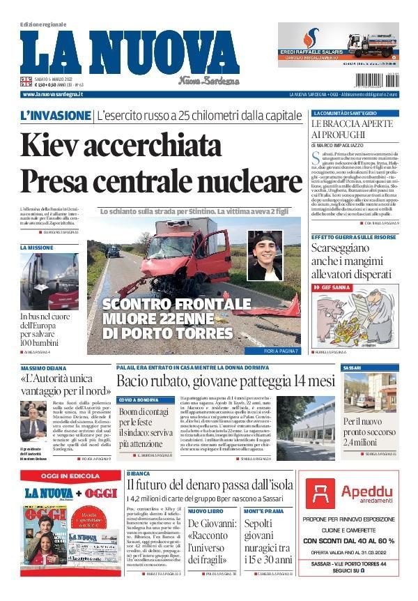 La Nuova Sardegna - Prima Pagina - 5 marzo 2022