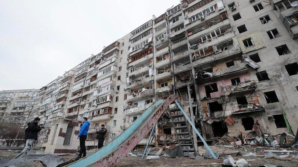 Uno scorcio di Kiev devastata dalla guerra