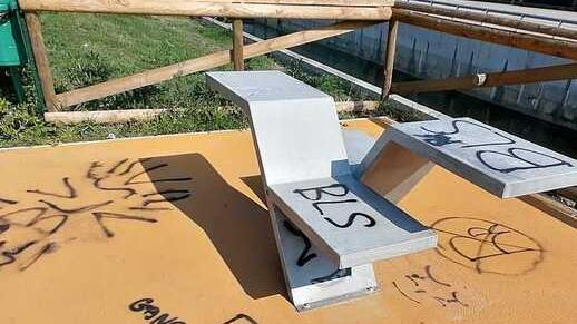 Le scritte dei vandali lungo l’Incile