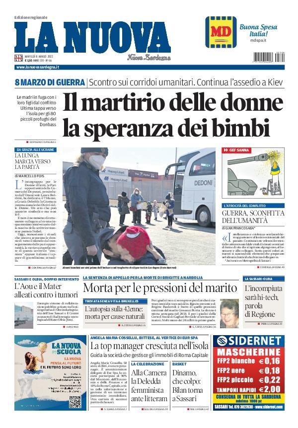 La Nuova Sardegna - Prima Pagina - 8 marzo 2022