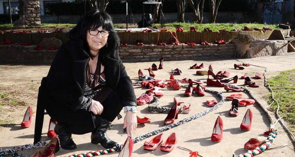 Sara Cariano durante un'iniziativa contro la violenza sulle donne