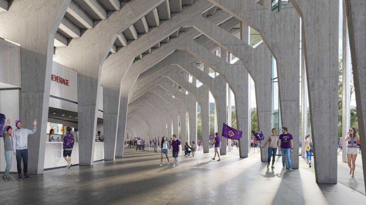 Un'immagine di come sarà il nuovo stadio della Fiorentina secondo il progetto che è stato decretato vincitore