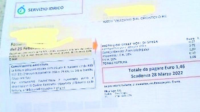 Vezzano, riceve fattura Ireti con importo 1,46 euro. Ma pagarla costa di più