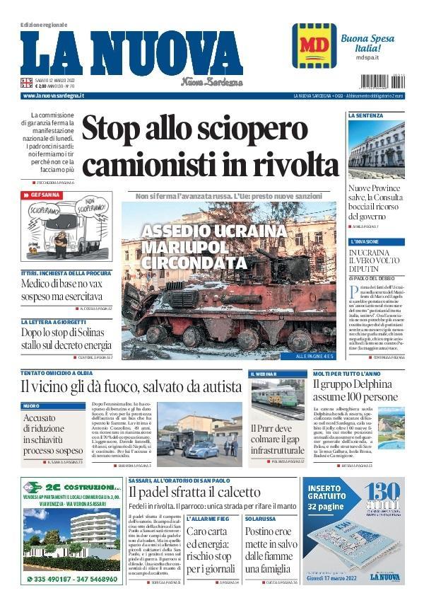 La Nuova Sardegna - Prima Pagina - 12 marzo 2022