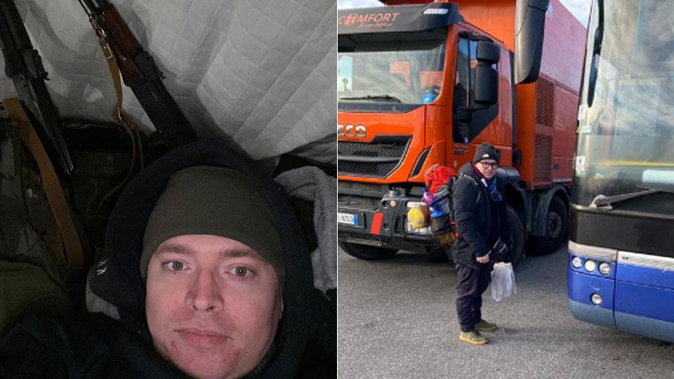 Denys Prokopovych, con l’arma da combattimento, Denys Prokopovych in partenza per l'Ucraina da Lucca per andare a combattere contro i russi