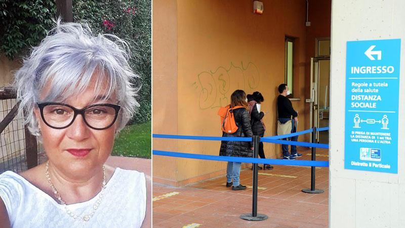 Laura Brizzi Direttrice società della salute. Persone in fila al distretto del Perticale