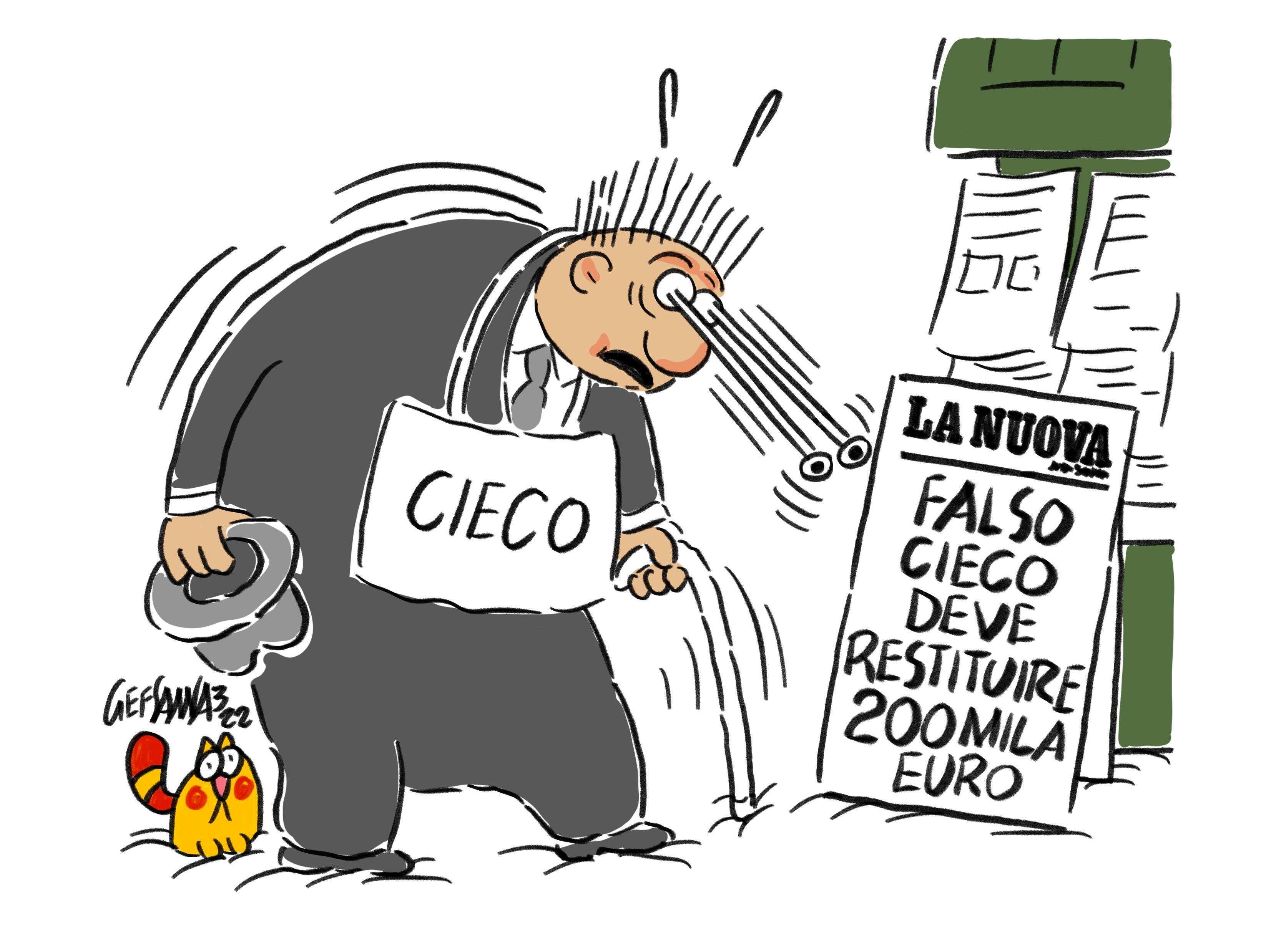 La vignetta di Gef: falso cieco deve restituire 200mila euro