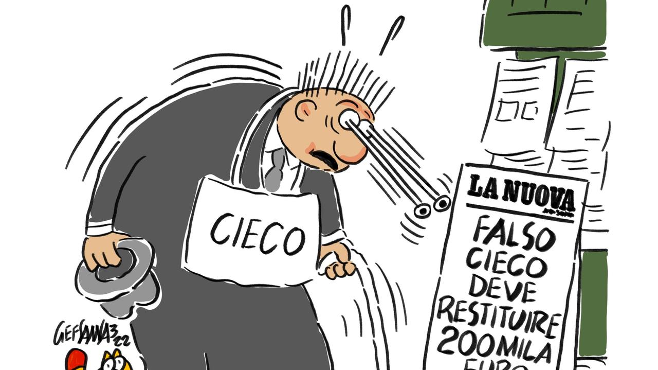 La vignetta di Gef: falso cieco deve restituire 200mila euro