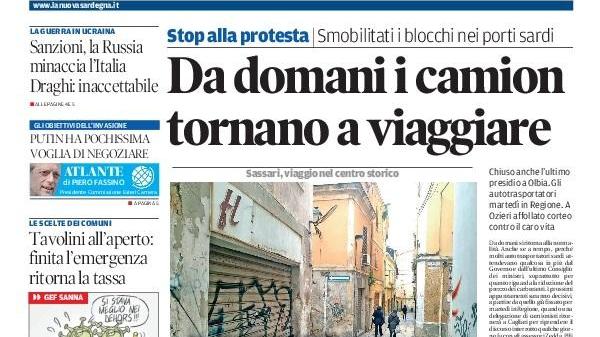 La Nuova Sardegna - Prima Pagina - 20 marzo 2022