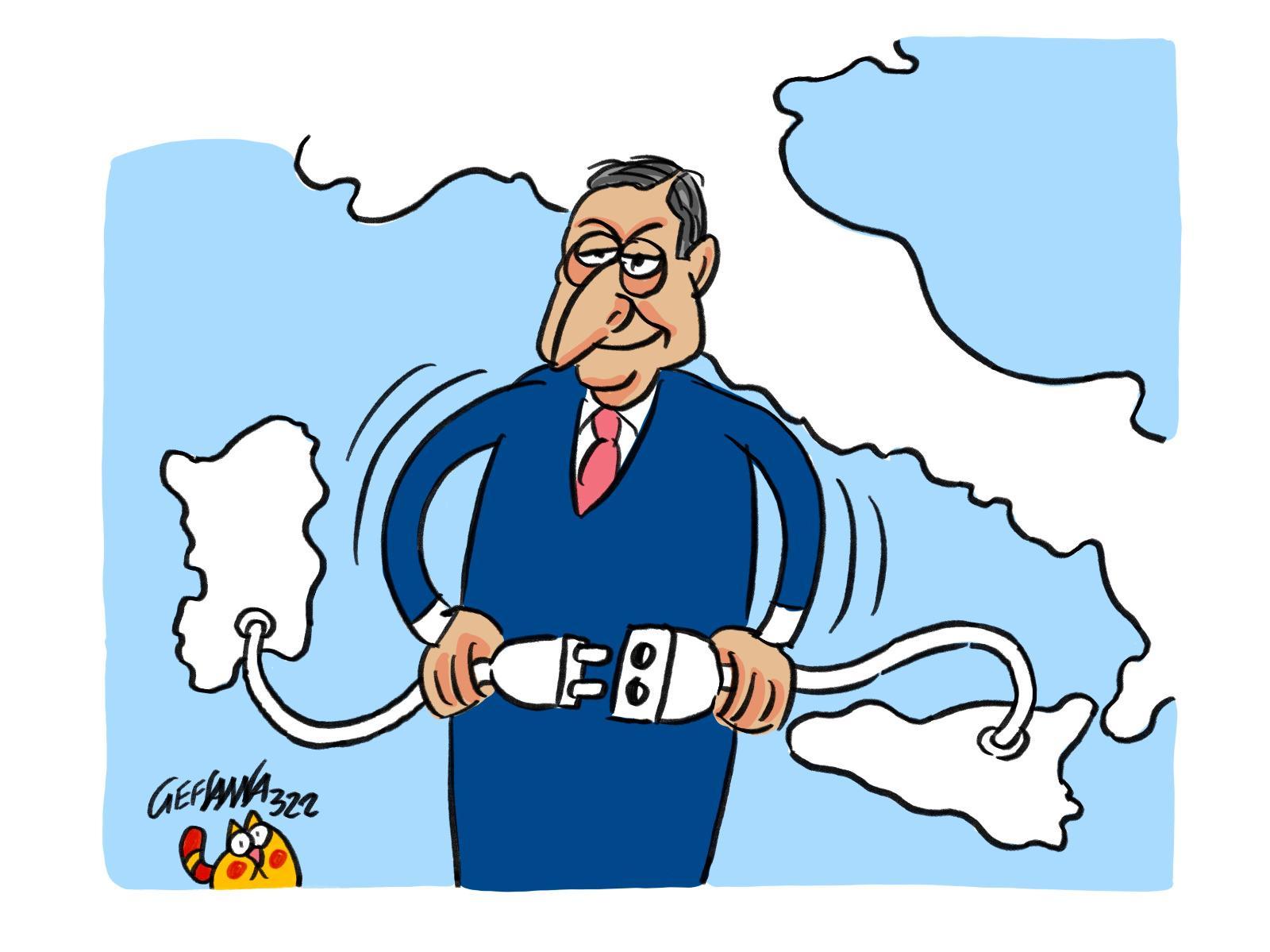 La vignetta di Gef: nel decreto energia il Tyrrhenian link Sardegna-Sicilia-Campania