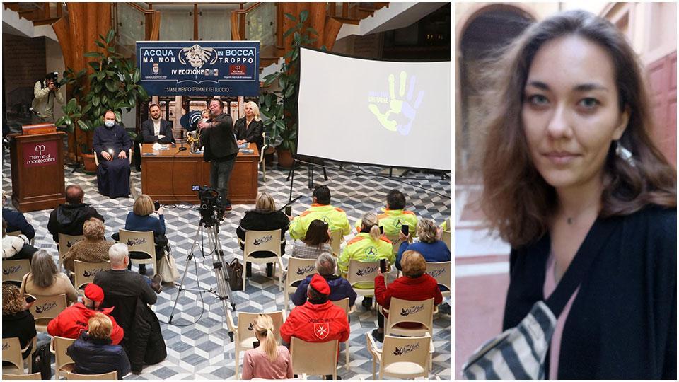 Il primo appuntamento della quinta edizione della rassegna Acqua in bocca nel salone Portoghesi delle Terme Tettuccio e Katia, fuggita da Mosca per evitare l’arresto