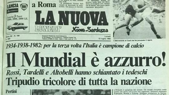 La prima pagina della Nuova Sardegna del 12 luglio 1982