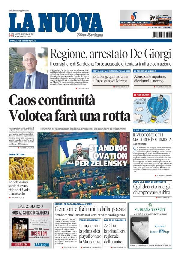 La Nuova Sardegna - Prima Pagina - 23 marzo 2022