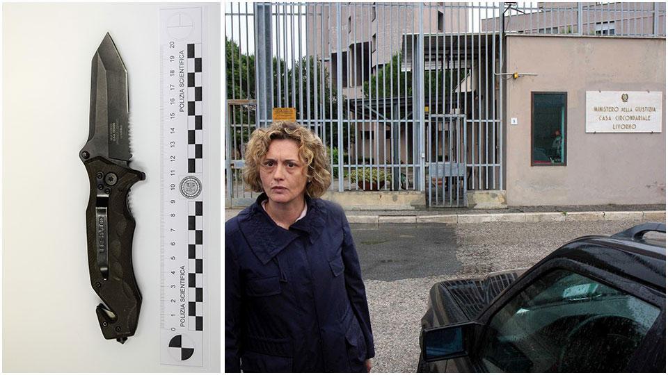 Il coltello da marines sequestrato dalla polizia di Stato dopo l’arresto di Pierfilippo Palumbo e l’avvocata Anna Francini fuori dal carcere delle Sughere
