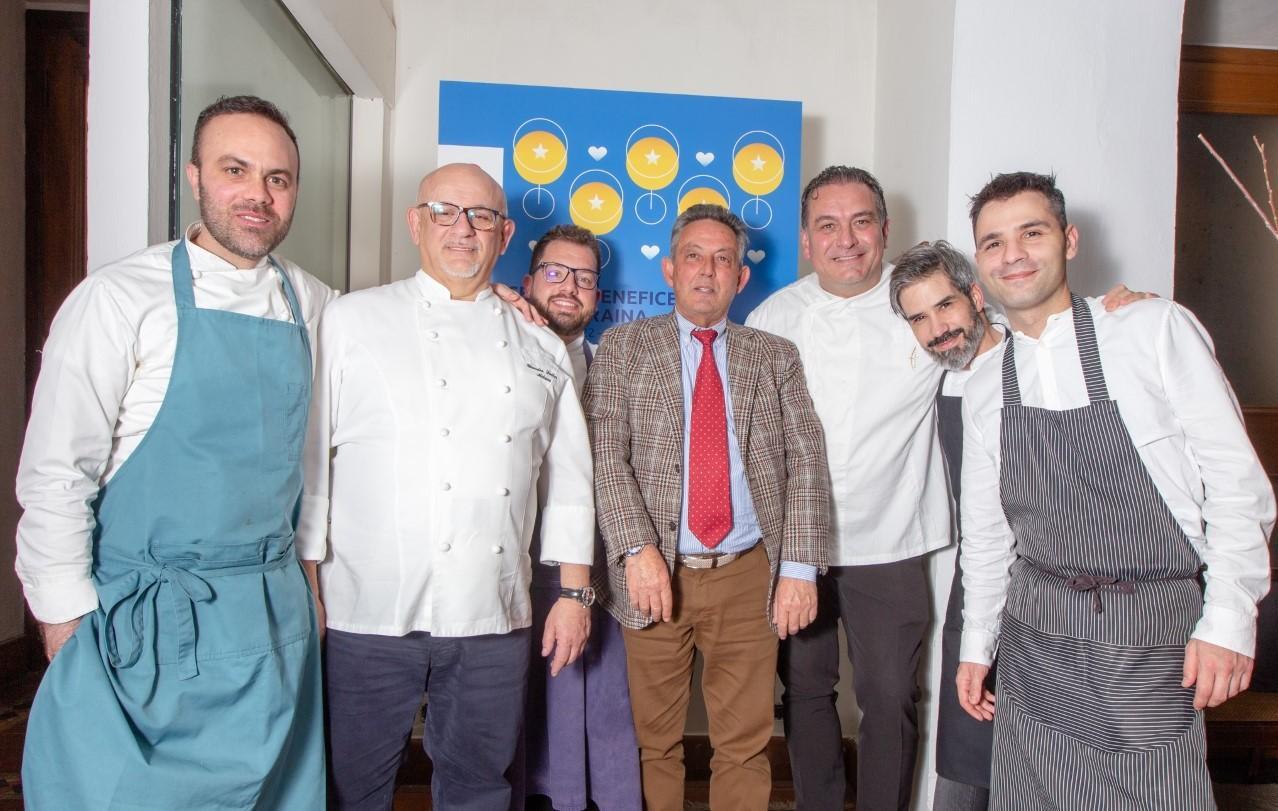 Gli chef stellati con il patron di Su'Entu Salvatore Pilloni