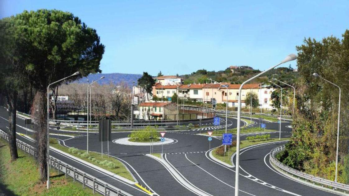 Il rendering delle due rotatorie allo svincolo autostradale dell’A11