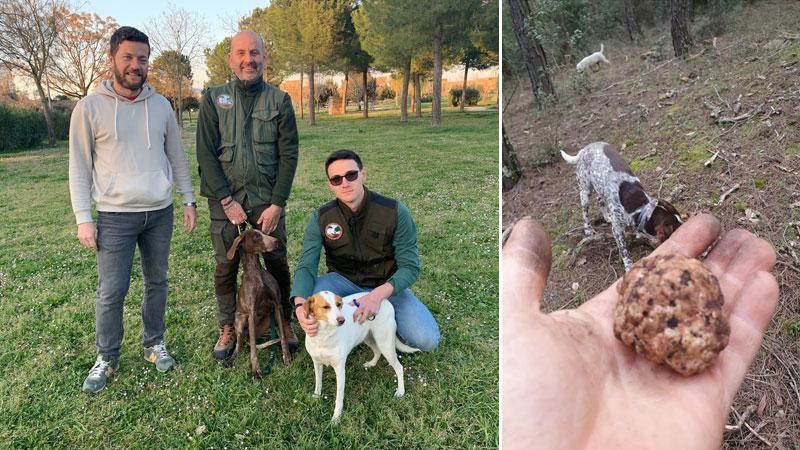 Luca Giustarini, Pietro Guarguaglini e Lorenzo Pellegrini con i cani Asia e Zoe