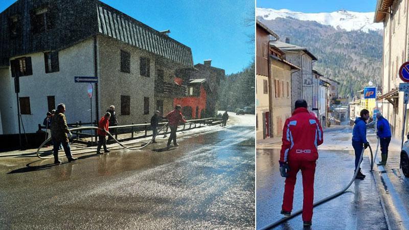 Non piove? Gli abitanti lavano le strade dal sale 
