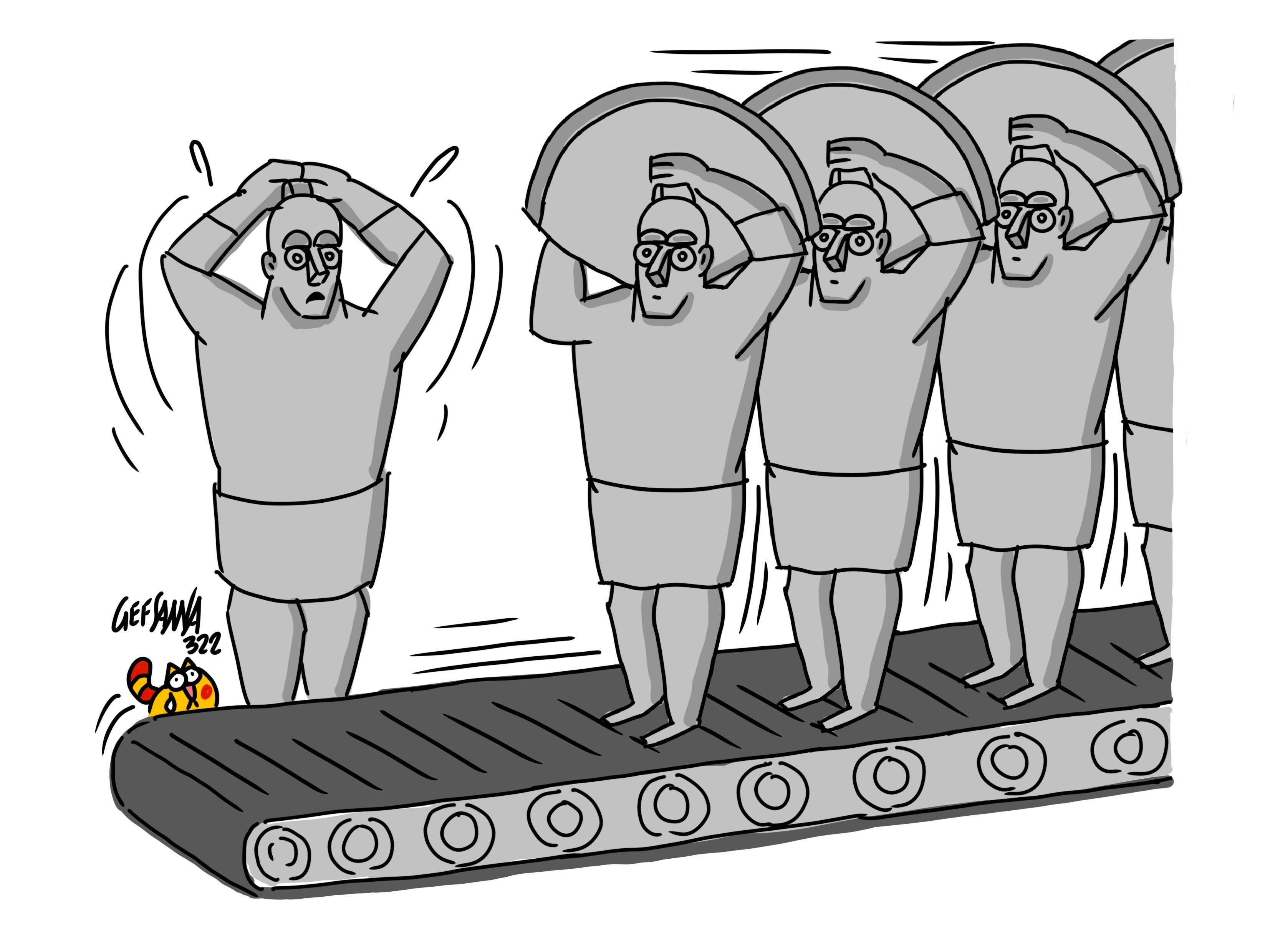 La vignetta di Gef: con le copie 3D tutto il mondo vedrà i Giganti di Monte Prama