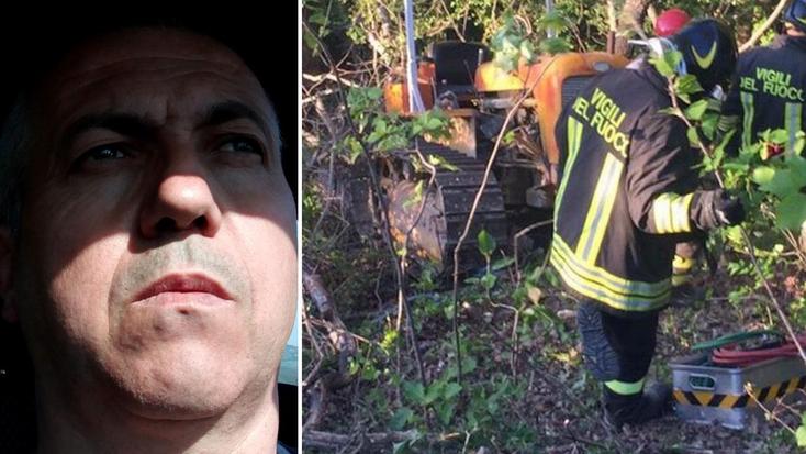 Francesco Moni, morto a 48 anni, e il trattore su cui ha perso la vita