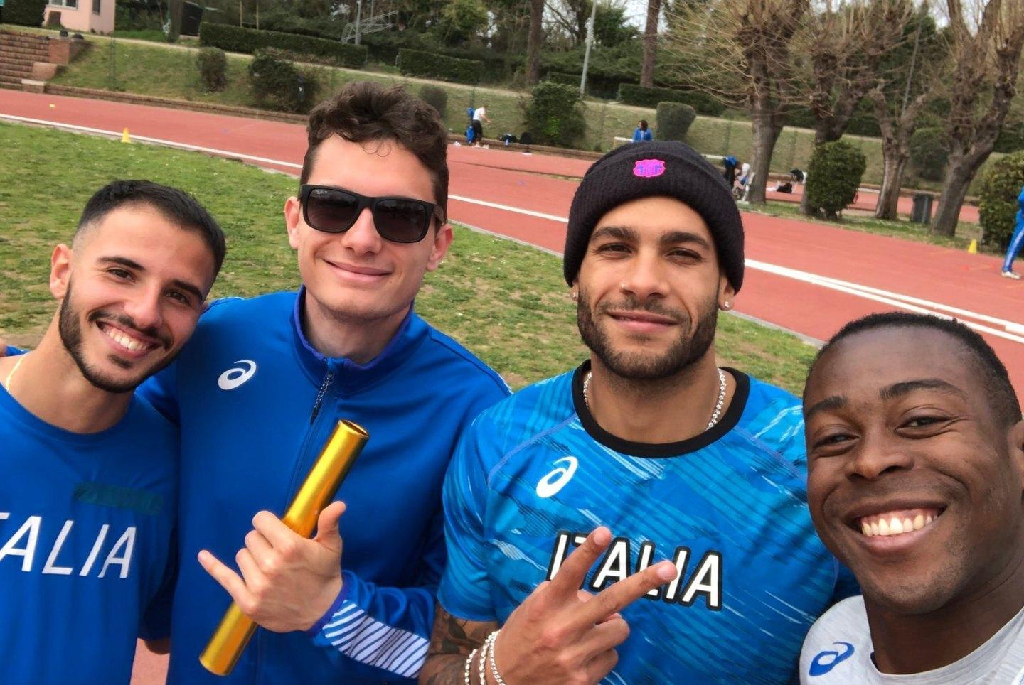 Selfie per il quartetto d'oro: Patta, Tortu, Jacobs e Desalu