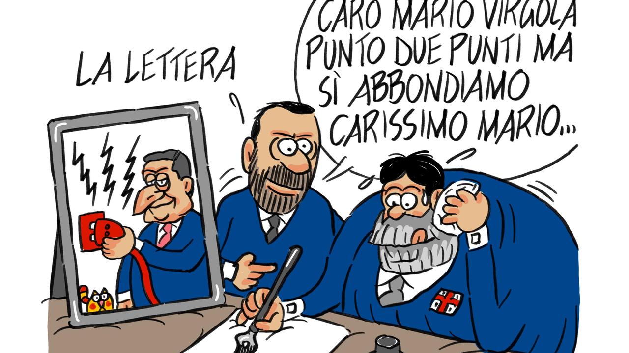 La vignetta di Gef: decreto energia, Draghi non aspetta la lettera di Solinas