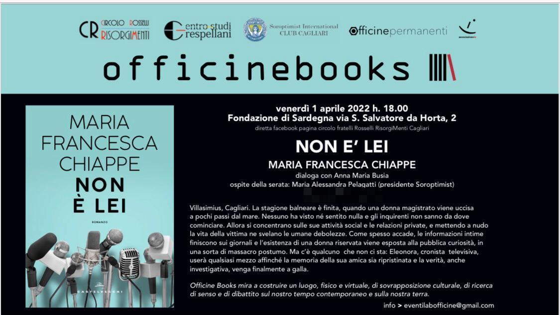 "Non è lei": alla Fondazione di Sardegna il libro di Chiappe