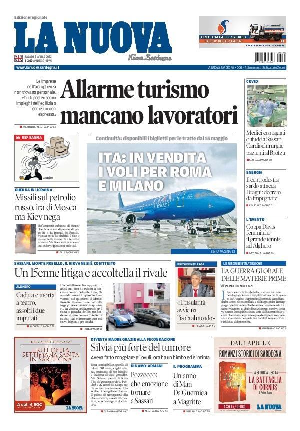 La Nuova Sardegna - Prima Pagina - 2 aprile 2022