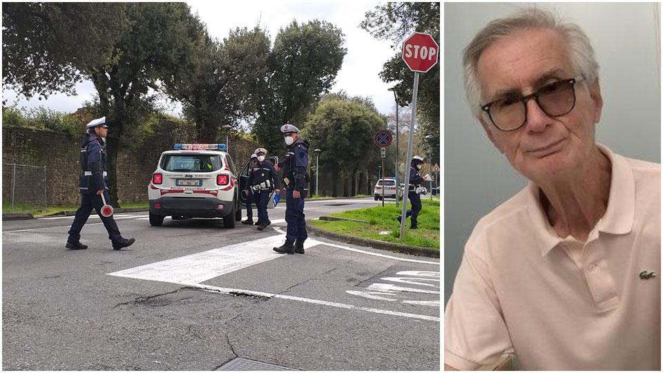 I rilievi della municipale all’incrocio tra viale Arcadia e vicolo Arcadia e Giorgio Poli in una foto scattata nella nostra redazione lo scorso anno