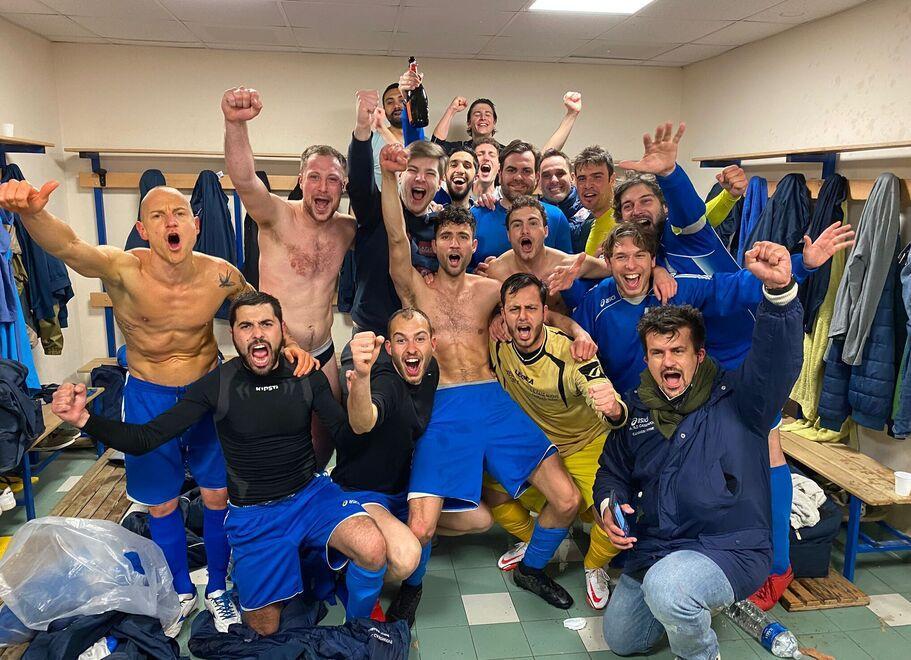 L’esultanza della squadra dopo una vittoria in campionato