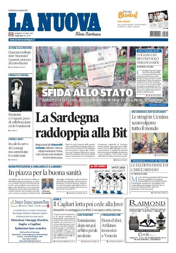 La Nuova Sardegna - Prima Pagina - 10 aprile 2022